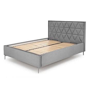 Łóżko tapicerowane z pojemnikiem Module 160 x 200 cm z zagłówkiem W5, tkanina Monolith 85 popielate, nóżki srebrne 