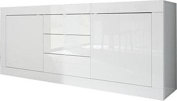 Komoda Basic 210 x 43 x 86 cm, 3 szuflady, 2 drzwi, biały mat