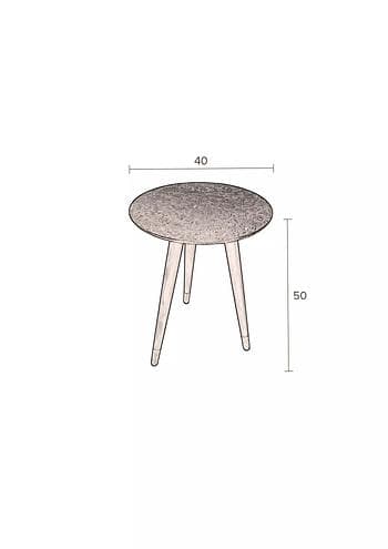 Dutchbone :: Stolik drewniany Bast z miedzianym blatem śr. 40 cm