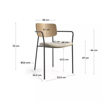 Krzesło tapicerowane Marcel kremowo-czarne wys. 76 cm